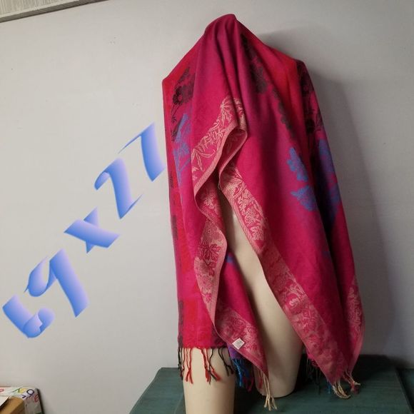 Shrug wrap 69x27" pretry knitcore in pink fray skirt cover up - Picture 4 of 6